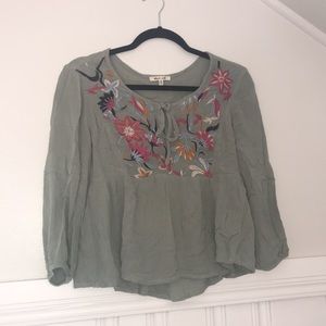 Green peasant blouse